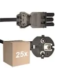 Fordelspakning 25x Noxion GST-Kompatibel Strømforsyningskabel - Female + Schuko Europlug - Svart 1.5m - 3 pole 0.75mm2